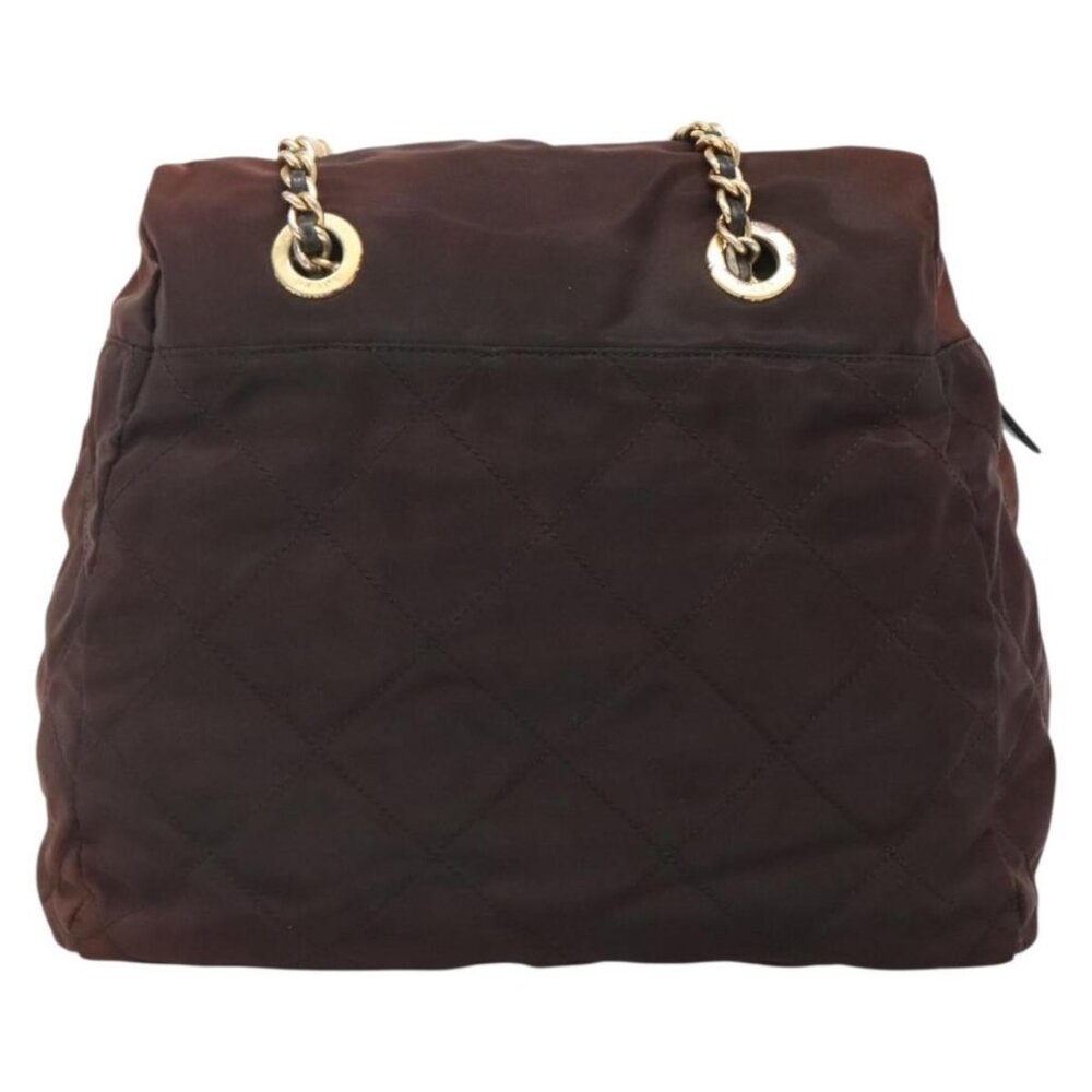 Authentic PRADA Chain Shoulder Bag Nylon Brown Gold - Picture 9 of 16